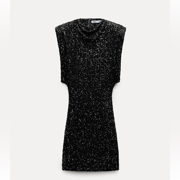 Zara SHOULDER PADS SEQUIN DRESS ZW COLLECTION - Picture 16 of 17